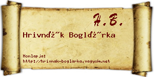 Hrivnák Boglárka névjegykártya